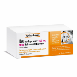 IBU-ratiopharm 400 mg akut Schmerztabletten: Bewährt bei Schmerzen und Fieber. Wirkstoff: Ibuprofen, 50 Filmtabletten Angebot bei HelloDeals