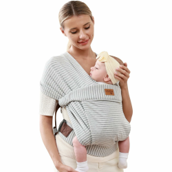 vrbabies Babytrage für Neugeborene ab Geburt Extra Weich, Bauchtrage Baby-Tragetasche Ergonomisch (Striped Grey) Angebot bei HelloDeals