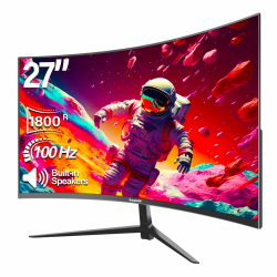 Gawfolk Curved Monitor 27 Zoll 100Hz, PC Bildschirm mit Lautsprecher 1080P, 1800R 75Hz Computerbildschirm mit Eye Care Technologie HDMI VGA, unterstützt VESA Angebot bei HelloDeals