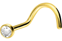 PIERCINGLINE Nasenpiercing aus Chirurgenstahl mit Kristalldisc - Nasenstecker in 4 Farben und 2 Größen Goldfarben / Kristallklar Stabstärke 0,8 mm Angebot bei HelloDeals