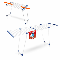 BigDean Teleskop Wäscheständer für Bettwäsche 20m - ausziehbar - ohne störende Querstrebe - Flügelwäscheständer Wäschetrockner Ständer XXL mit Rollen Angebot bei HelloDeals