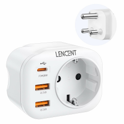 LENCENT Reiseadapter Netzadapter SA Adapter Südafrika Deutschland Stecker, mit 2 USB QC3,0 + 1 Typ-C PD Anschlüße, Typ M Reisestecker Stromadapter für Südafrika, Namibia, Botswana Angebot bei HelloDeals