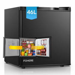 FOHERE Mini Kühlschrank 46L mit Eisfach | Kühlschrank Klein | Temperaturregelung, Energiesparend, Leise | Getränkekühlschrank Ideal für Büro, Camping und Gaming |Wechselbarer Türanschlag | Schwarz Angebot bei HelloDeals
