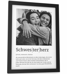 Papierschmiede® Personalisierte Geschenke Schwesterherz, Definition mit Foto DIN A5 (15x21 cm) Rahmen wählbar fertig gerahmt, Persönliches Bild als Geschenk an Schwester zu Weihnachten, Geburtstag Angebot bei HelloDeals