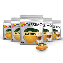 Tassimo Kapseln Jacobs Typ Latte Macchiato Caramel, 40 Kaffeekapseln, 5er Pack, 5 x 8 Getränke Angebot bei HelloDeals
