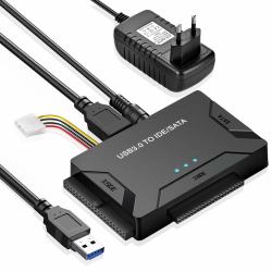 Amtake USB 3.0 zu IDE/SATA Festplatte Adapter Für 2,5 und 3,5-Zoll HDD/SSD, USB SATA Adapter Konverter Kompatibel mit Windows 10/8/7/XP/Vista, Mac OS, Linux Usw(Mit 12V 2A Netzteil) Angebot bei HelloDeals
