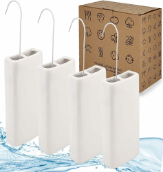Luftbefeuchter für Heizung 4 Set inkl. Haken - Keramik Wasserverdunster 400ml - weiß - Wasserverdunster Verdampfer Verdunster Heizkörper Luftreiniger - Neutral Angebot bei HelloDeals
