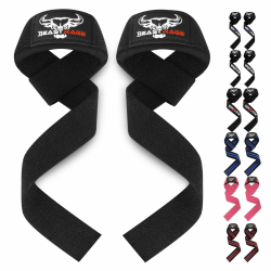 BEAST RAGE Zughilfen für Krafttraining (Fitness Straps) Kreuzheben Gurte Frauen Männer (Gepolstert) Gewichthebergurte Baumwolle Handgelenkstütze Griffe Hantel Bar (Lifting Straps) Schwarz Angebot bei HelloDeals