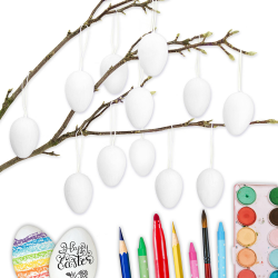 Papierdrachen 12 weiße Ostereier aus Pappmaché | Klassische Osterdekoration für Zweige und Ostergestecke | Eier zum Bemalen und Beschriften 4x6 cm | Ostern Angebot bei HelloDeals