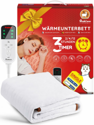 Mia&Coco Heizdecke mit Abschaltautomatik, 150 x 80 cm, Wärmeunterbett mit 12-Stunden-Timer und 3 Wärmestufen, LED-Anzeige, Überhitzungsschutz, Wärmedecke für Gängigen Matratzen,Maschinenwaschbar Angebot bei HelloDeals