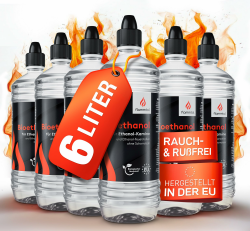 flammtal - Bioethanol für Tischkamin [6x1 Liter] und Standkamin - Rußfreies Bio Ethanol Indoor & Outdoor - Nachhaltiges Bioethanol für perfektes Flammenbild - Mit Dosieröffnung und hoher Wärmeabgabe Angebot bei HelloDeals