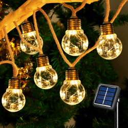 Auezona Solar Lichterkette Aussen Mit 16 Glühbirnen, 8M Lichterkette Außen Solar Wetterfest IP44, Solar Lichterkette Outdoor 8 Modi Vintage Deko für Gärten, Party, Hochzeit, Balkon (Runden) Angebot bei HelloDeals