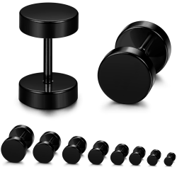 YADOCA 8 Paar Schwarze Ohrstecker für Herren Männer Edelstahl Hypoallergen Schwarze Ohrringe Fake Plug Tunnel Piercing Herrenohrringe Set 3mm-10mm Angebot bei HelloDeals