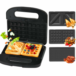 Extralink Sandwichmaker 3 in 1 Toaster, Grill und Waffeleisen mit austauschbaren Platten, 1000W Kontaktgrill, Antihaftbeschichtung, einfacher Reinigung, Sandwichmaker, Waffeleisen, Panini Maker Angebot bei HelloDeals