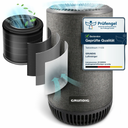 Grundig Luftreiniger Allergiker Air Purifier - Extra leise Hepa Filter + AKTIVKOHLEFILTER filtert 99,9% Schimmel Staub Pollen Viren Raucherzimmer, Luftqualitätsanzeige - 49m2 (Luftreiniger) Angebot bei HelloDeals
