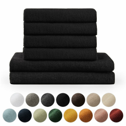 Blumtal Premium Frottee Handtücher Set 4 teilig 100% Baumwolle - Oeko-TEX zertifiziertes Badetuch 2X (70x140 cm) + Towel 4X (50x100 cm) - saugstarkes Frottiertücher Set - Handtücher Schwarz Angebot bei HelloDeals