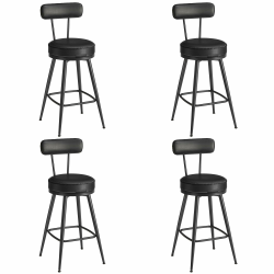 VASAGLE EKHO Kollektion - 360° drehbarer Barhocker, 2er Set, Hocker mit Rückenlehne für Kücheninsel, Kunstleder mit Nähten, Mid-Century-Modern-Stil, 65 cm hoch, Küche, Hausbar, tintenschwarz LBC089B01 Angebot bei HelloDeals