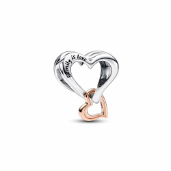 Pandora Moments Charms Herz, zweifarbiges Sterlingsilber und 14-karätig Roségold-vergoldet Angebot bei HelloDeals