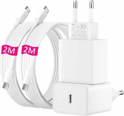 25W USB C Ladegerät, 2 Pack Ladekabel für iPhone 16 15/16 15 Pro/16 15 Pro Max/16 15 Plus, USB C Adapter Schnellladegerät Netzteil Stecker mit 2M Schnellladekabel Angebot bei HelloDeals