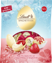 Lindt Schokolade Spaghetti-Eis-Eier | 90 g Beutel | Weiße Schokoladeneier mit cremiger Füllung a la Spaghetti Eis | Osterschokolade | Schokoladengeschenk Angebot bei HelloDeals