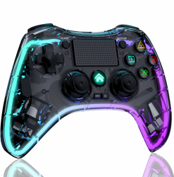 Wireless Controller für PS-4, Game Controller Kompatibel mit PS-4/Slim/Pro/PC mit Turbo/Makro/Dual Vibration/6-Achsen Gyro Sensor/Touchpanel/RGB-LED/Audio Jack, , Präzision und Kontrolle - Weiß Angebot bei HelloDeals