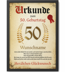 Papierschmiede® Personalisierte Urkunde zum 50. Geburtstag Geschenk Frauen Männer 50 Jahre Geburtstagskarte Geburtstagsgeschenk 50. Geburtstag personalisierbar Geburtstagsurkunde Jahrgang 1975 50. Geburtstag DIN A4 (21 x 29,7 cm) Angebot bei HelloDeals