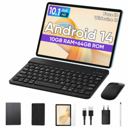 JIKOCXN Tablet 10 Zoll Android14 Tablet, 4GB RAM + 64GB ROM (1TB TF), Octa Core Tablet mit Tastatur, 1280 x 800 FHD Bildschirm, 6000mAh Akku, GPS, WLAN, Bluetooth5.0, Dual Kamera (Blau) Angebot bei HelloDeals