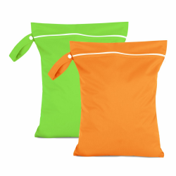 Moorle 2 Stück Nassbeutel 40 x 30 cm, Wasserdichter Wäschesack Orange & Grün, Wiederverwendbarer Reise Nasssack mit Reißverschluss, Klein Nasstasche Schwimmen für Badeanzüge, Strandtücher, Windeln Angebot bei HelloDeals