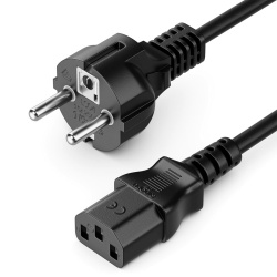 deleyCON 3,0m Kaltgerätekabel Netzkabel Stromkabel Kaltgeräte Strom Kabel Schutzkontakt Stecker Typ F (CEE 7/4) auf Kaltgerätekupplung C13 Buchse PC Computer Monitor Drucker Beamer - Schwarz Angebot bei HelloDeals