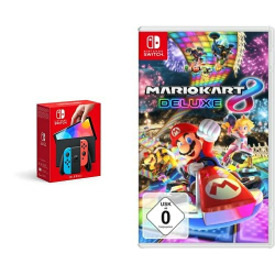 Nintendo Mario Kart 8 Deluxe + Konsole (OLED-Modell) Neon-Rot/Neon-Blau Angebot bei HelloDeals