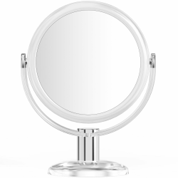 Auxmir Kosmetikspiegel Makeup Spiegel mit 1X/ 10X Vergrößerung, Doppelseitig & 360° Schwenkbar Tischspiegel für Schminken Rasieren Gesichtspflege im Wohnzimmer Schmuckkaufhaus, Transparent Angebot bei HelloDeals