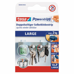 tesa Powerstrips Large - Doppelseitige Klebestreifen zur Montage von Gegenständen auf glatten Oberflächen - Bis zu 2 kg Halteleistung - 10er Pack Powerstrips Angebot bei HelloDeals