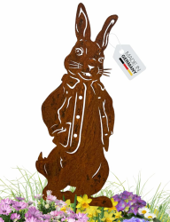 Terma Stahldesign Osterhase Peter Rost Gartenstecker Handmade Germany Osterdeko für draußen und drinnen Gartendeko Frühling Rost Metall, Deko Ostern Hase Rost außen innen Angebot bei HelloDeals