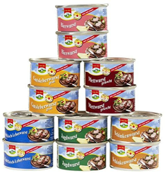 12 Dosen a 125g Dosenwurst, 6 Sorten je 2 Dosen, insgesamt 1,5 kg , Lebensmittelvorrat Konserven, Kräuter, Alkoholfrei Angebot bei HelloDeals