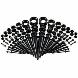 Tagaremuser 50 stück Dehnstäbe Tunnel Set Ohr Expander Plug 1.6-10mm Leuchten im Dunkeln mit Flesh Silikon Ohr Tunnel Piercing Set (Schwarz) Angebot bei HelloDeals