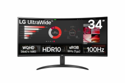 LG Electronics 34WR50QK-B.AEU UltraWide 1800R Curved QHD Monitor 34", 3440 x 1440, 21:9, 5ms GtG, 100 Hz, HDR10, 99% sRGB, PBP-Modus, OnScreen Control, AMD FreeSync - Schwarz Angebot bei HelloDeals