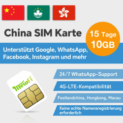 15 Tage 10GB China SIM-Karte für Festland China, Hongkong, Macau, Aktivierung erforderlich, unterstützt Google, Facebook, Whatsapp, Instagram und mehr (15 Tage 10GB - Aktivierung erforderlich) Angebot bei HelloDeals