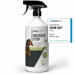 TESTURTEIL SEHR GUT ReaVET Bremsen Stop **TESTSIEGER** Fliegenspray Pferde 1L mit pflegender AloeVera, Insektenspray mit Sofortschutz & Pferdepflege, Bremsenspray Bremsenblocker gegen Fliegen Angebot bei HelloDeals