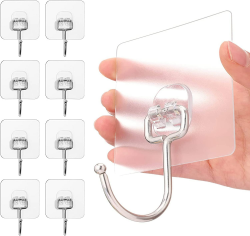 Charfia 8 Stück 15kg (Max) Selbstklebend Haken Extra Stark, Große Klebehaken Transparent Haken Selbstklebend Wandhaken Selbstklebend für Küche Bad Wand & Decke Aufhänger Angebot bei HelloDeals
