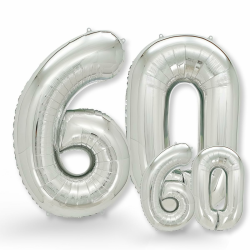 FUNXGO folienballon 60 Silber set - 2 Stück -100 & 38cm- luftballons Zahlen 60-60 Geburtstag - XXL Riesenzahl Geburtstagsdeko Set luftballon 60 silber ballon 60 Silber-set Number 60 Angebot bei HelloDeals