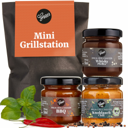 Gepp’s Feinkost Wundertüte Mini Grillstation I Grill-Geschenke für Männer mit BBQ Grillsauce, Whsikey Pfeffer Sauce & Knoblauch Chili Sauce I Grillgewürze Geschenkset mit Anhänger Angebot bei HelloDeals
