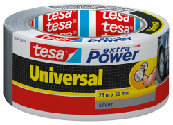 tesa extra Power Universal Gewebeband - Gewebeverstärktes Ductape zum Reparieren, Befestigen, Bündeln, Verstärken oder Abdichten - 25m x 50mm - Grau Angebot bei HelloDeals
