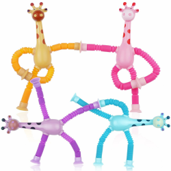 Ainiv 4 Stück Teleskop-Saugnapf-Giraffe-Spielzeug, Sensorisches Giraffen-Spielzeug, Telescopic Suction Cup Giraffe Toy, Lustiges Pädagogisches Stressabbau-Spielzeug für Kinder und Erwachsene Angebot bei HelloDeals