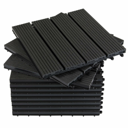 Montafox WPC Fliesen 30 x 30 cm 22 Stück / 2m² Anthrazit Terrassenfliesen Klicksystem Fliese Holzoptik Bodenbelag Klickfliesen Terrasse Balkon, Größe (Fläche):2 m² | 22 Fliesen, Farbe:Anthrazit Angebot bei HelloDeals