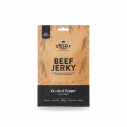 Grizzly Foods • Beef Jerky Cracked Pepper (5 x 50g) • Trockenfleisch von deutschen Rindern • High Protein Snack • Ideal für Unterwegs, Büro, Sport Angebot bei HelloDeals