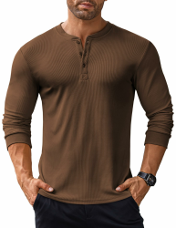 COOFANDY Langarmshirts für Herren Henley Shirt Longsleeve T Shirt mit Knopfleiste Langarm Shirt Long Sleeve Shirt Henley Pullover Gerippt Angebot bei HelloDeals