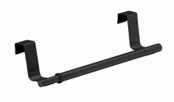 WENKO Tür-Handtuchstange Teleskop, Handtuchhalter zum Einhängen an Schrank & Schublade, ausziehbar, 22-35 x 6 x 7 cm, Edelstahl, Schwarz Angebot bei HelloDeals