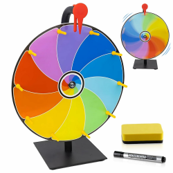 WIOONI Glücksrad zum Drehen, 10 Slots Glücksrad Spielzeug, mit Trocken Abwischbarem Marker und Radiergummi, Roulette-Spinner des Glücks, Preisrad-Spinner mit Ständer für Messen, Karneval Angebot bei HelloDeals
