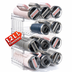 Gracenal Stapelbar Flaschenregal, Flaschenhalter für Küche Schrank Flaschen Organizer, Kühlschrank Getränke Organizer, 4 Schichten Stanley Cup Zubehör für 1,2L Flaschen Angebot bei HelloDeals