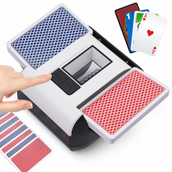 OBLITZON Automatischer Kartenmischer Elektrische Kartenmischmaschine für 1-2 Decks One-Press Auto & Manueller Modus Wiederaufladbar mit 2000mAh Geräuscharm Ideal für Poker UNO Blackjack Skip-BO Angebot bei HelloDeals